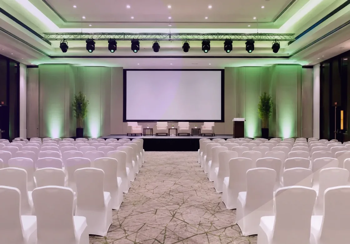 Professional meeting venue planning scene